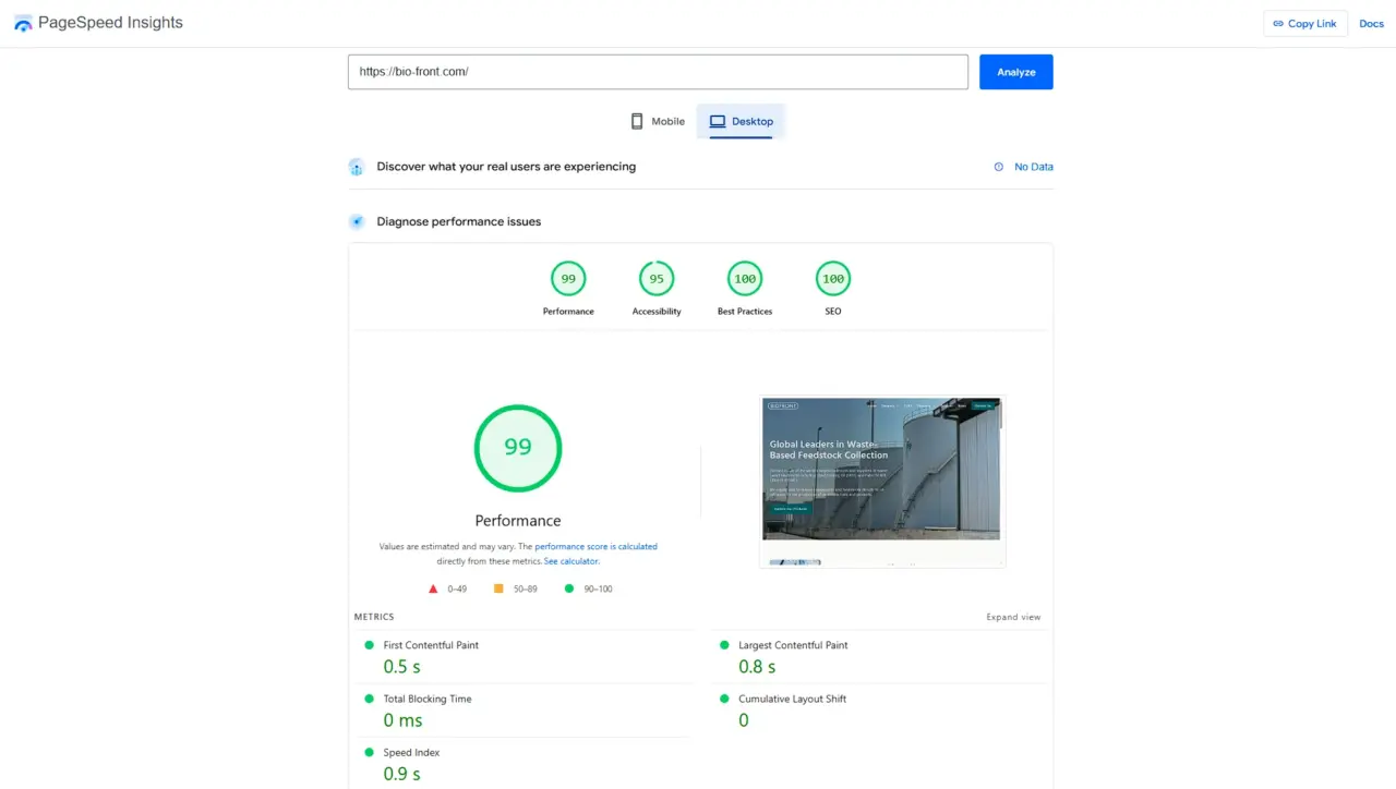 Biofront speed score