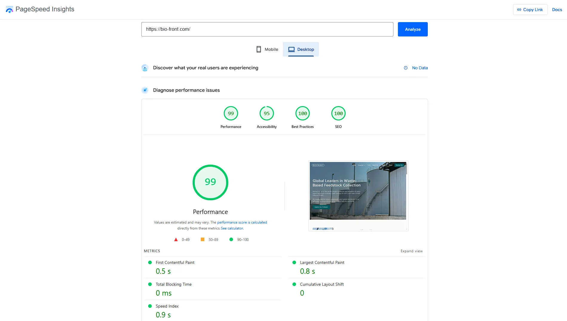 Biofront speed score