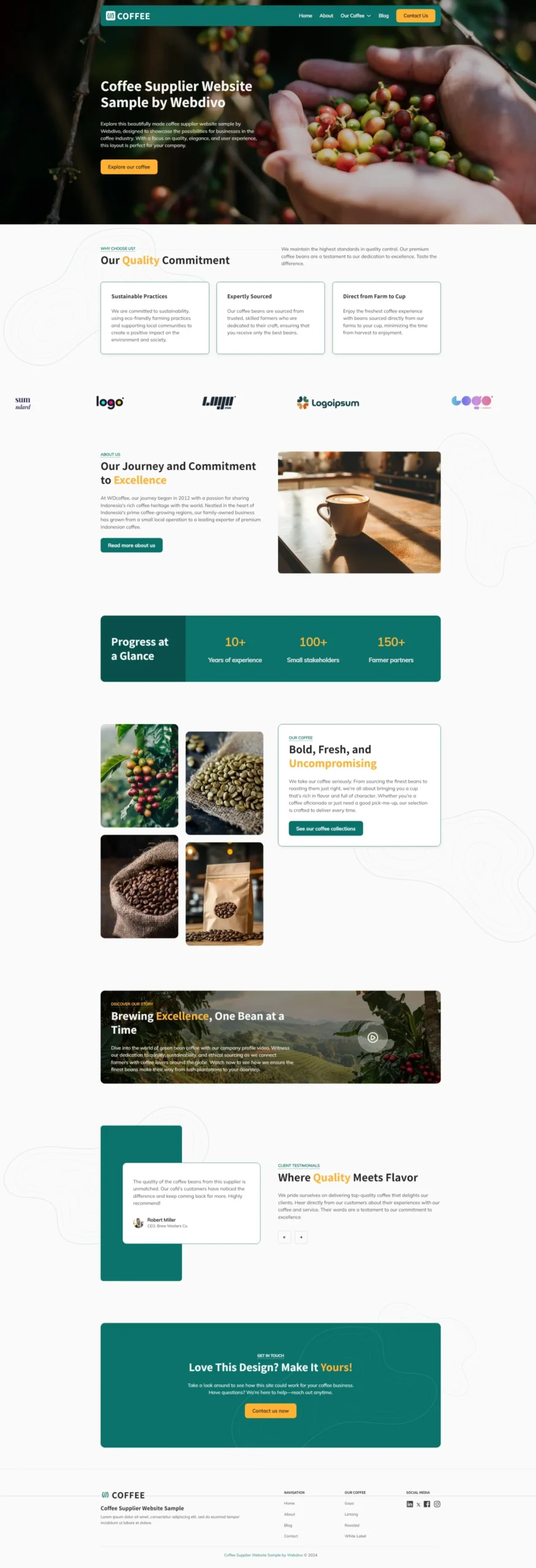 Coffee Supplier Prebuilt Website Screenshot