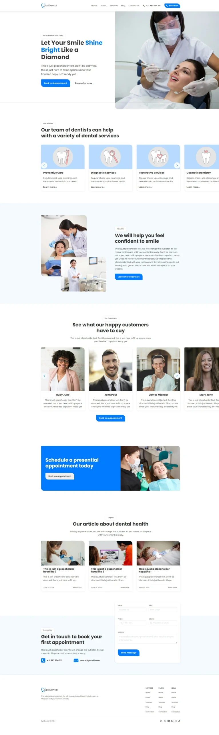 Dentist Prebuilt Website Screenshot