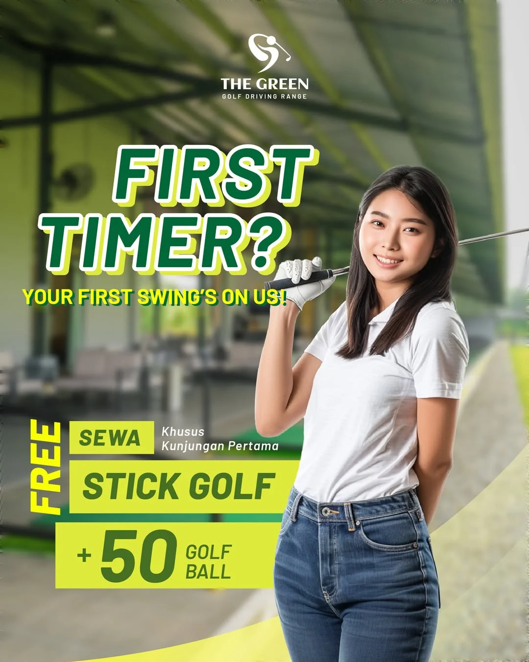 Baru mau coba main golf, tapi belum punya stick gak usah panik.di the green, kamu bisa langsung