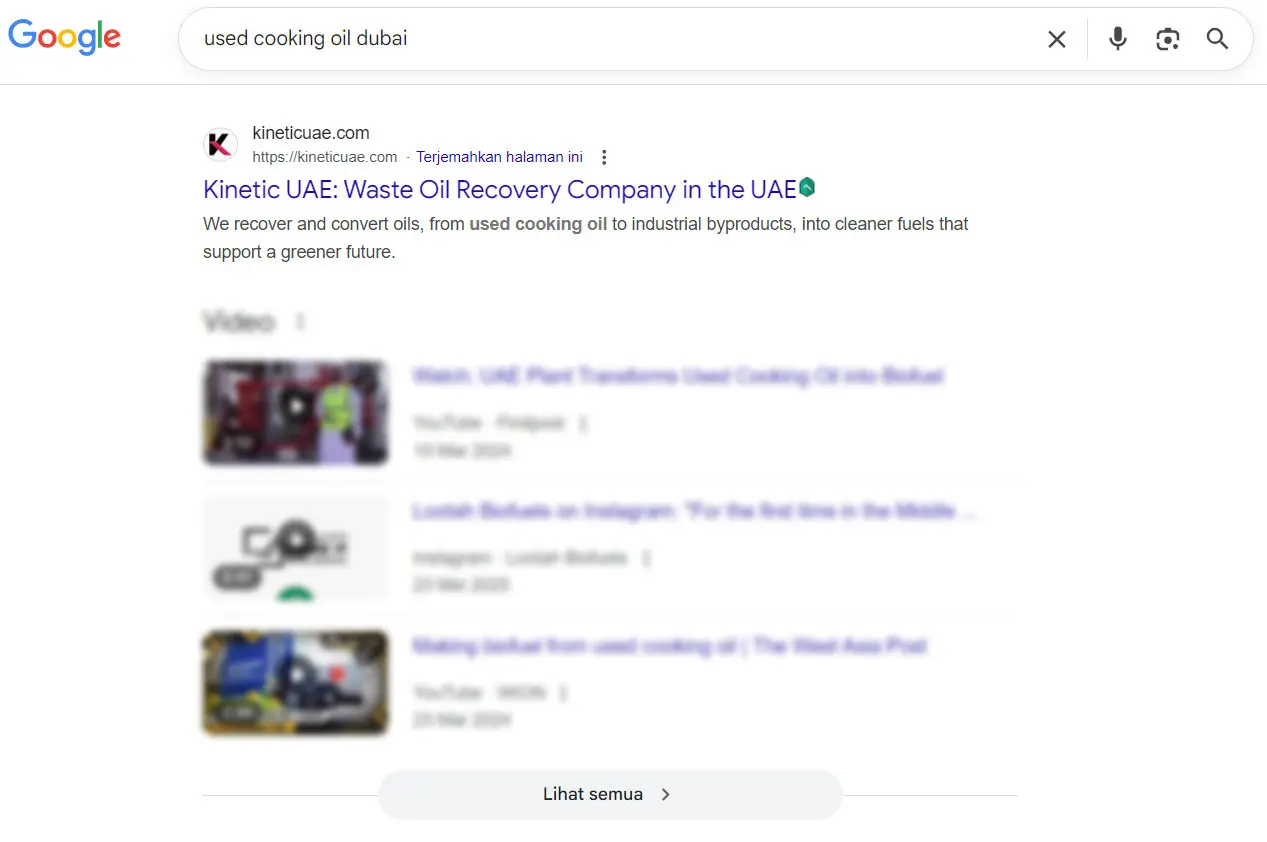 Kinetic uae google serp result
