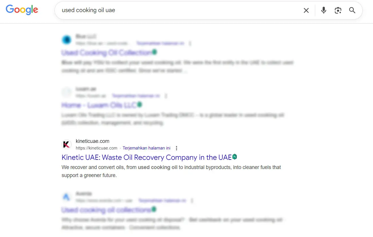 Kinetic uae google serp result