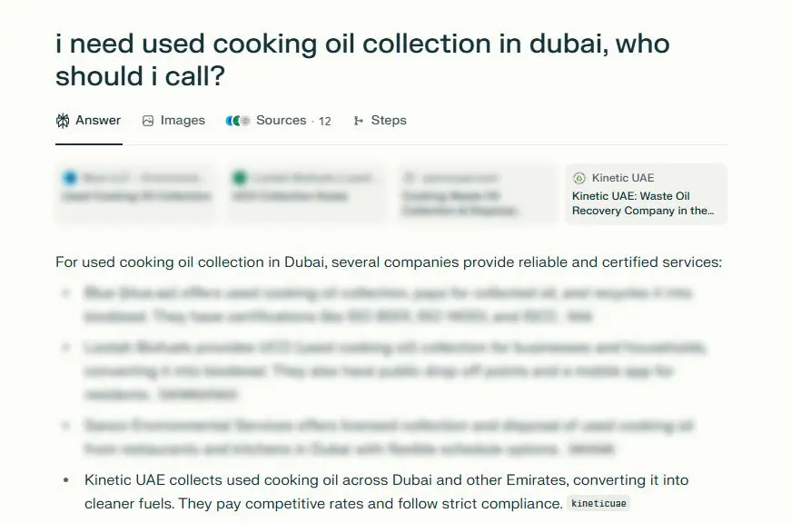 Kinetic uae perplexity search