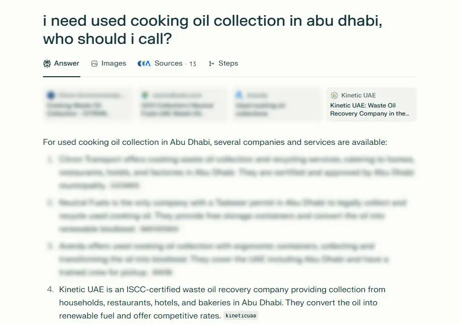 Kinetic uae perplexity search