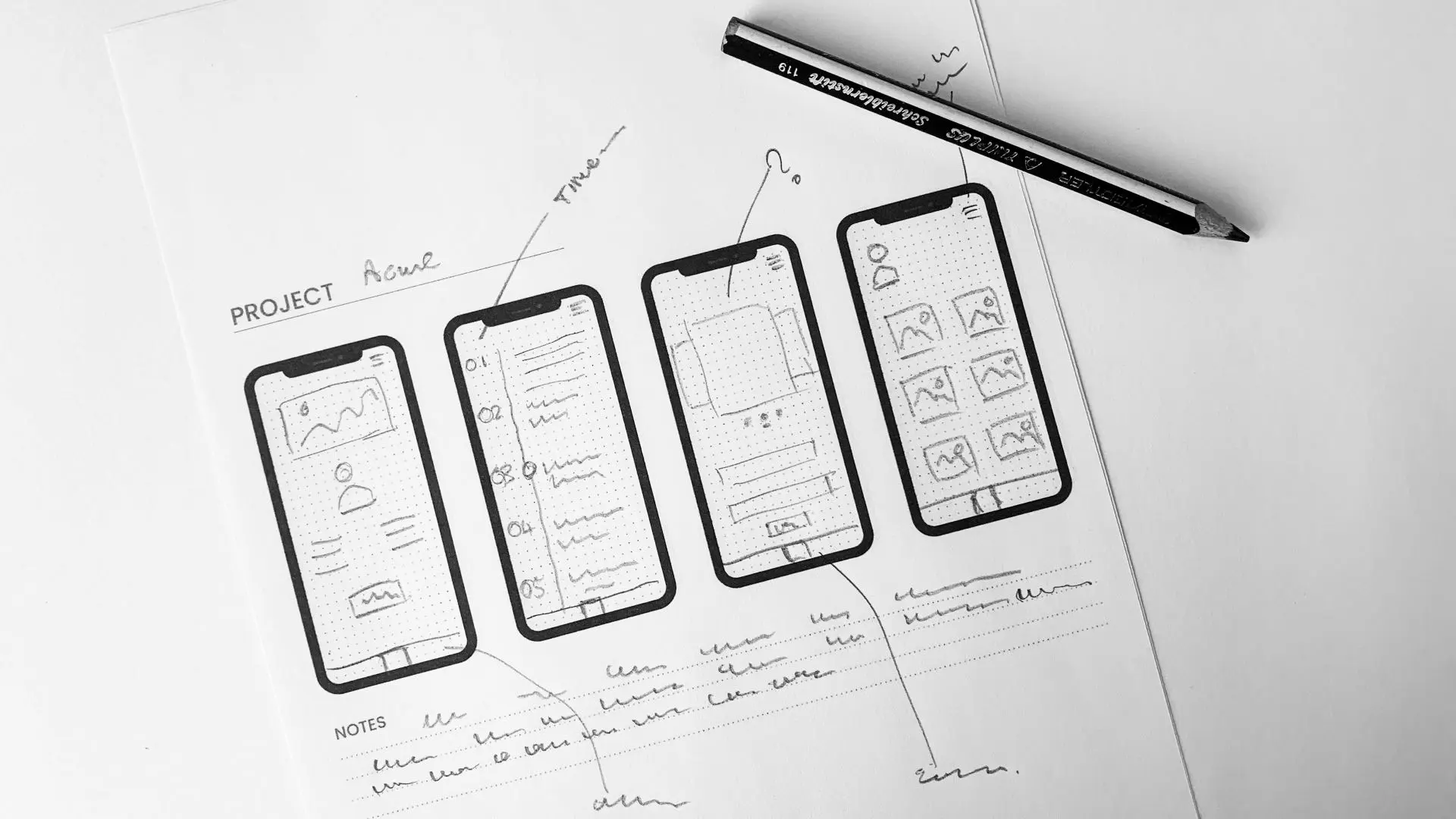 Mobile landing page wireframe planning
