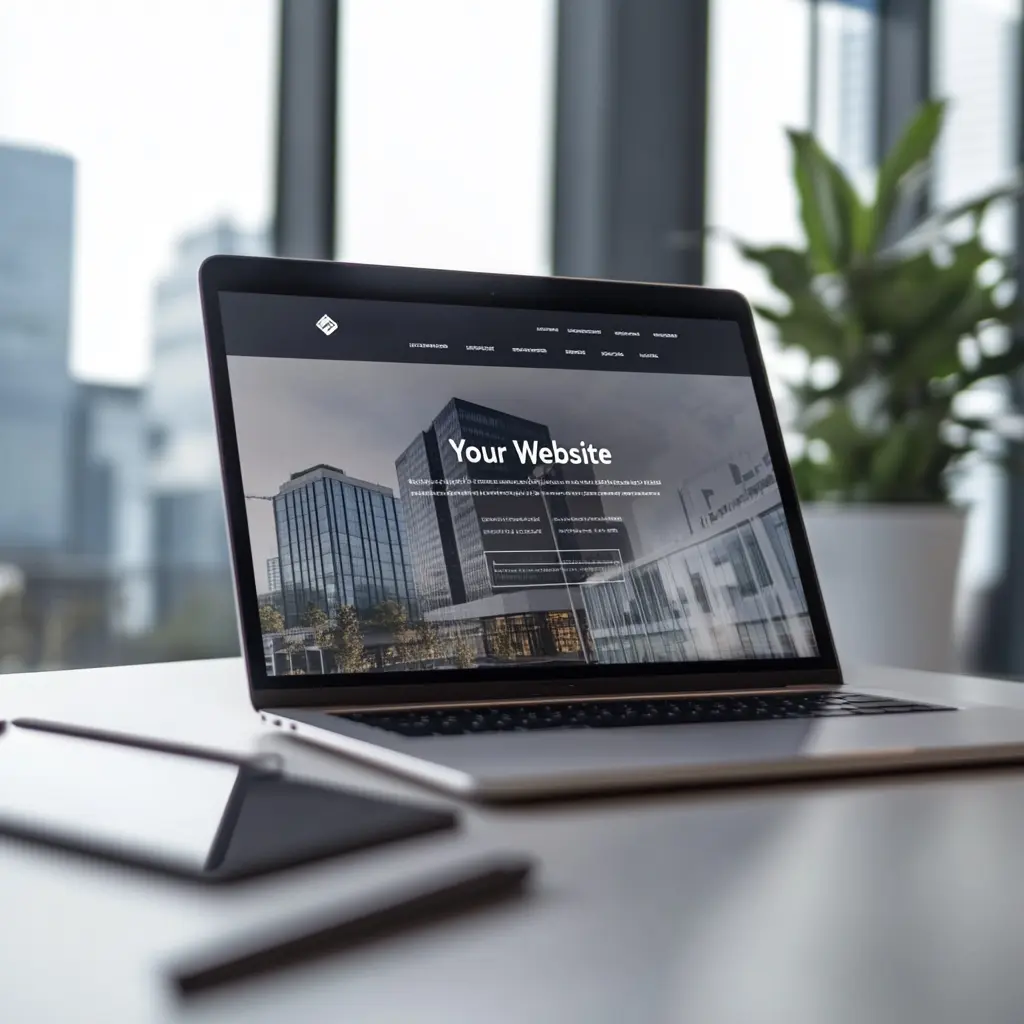 Corporate website homepage displayed on a modern laptop.webp