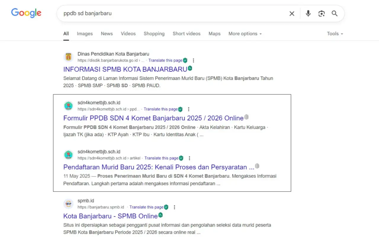 Sdn4komet google results ppdb sd banjarbaru.webp