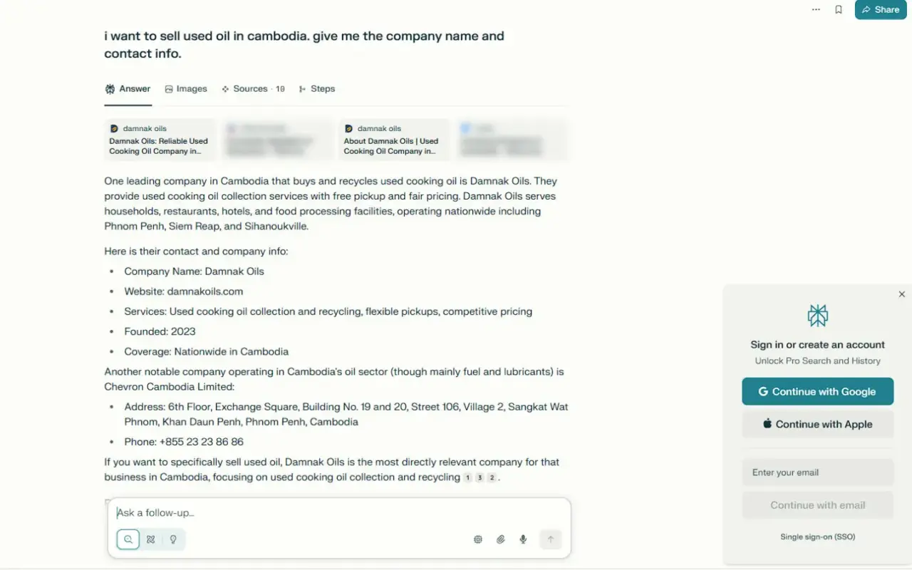 Damnak oils perplexity mention