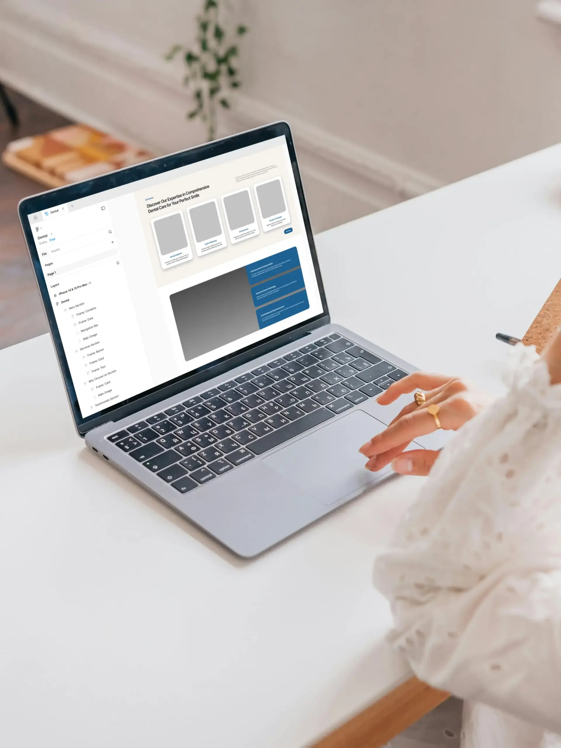 Web designer planning with wireframe